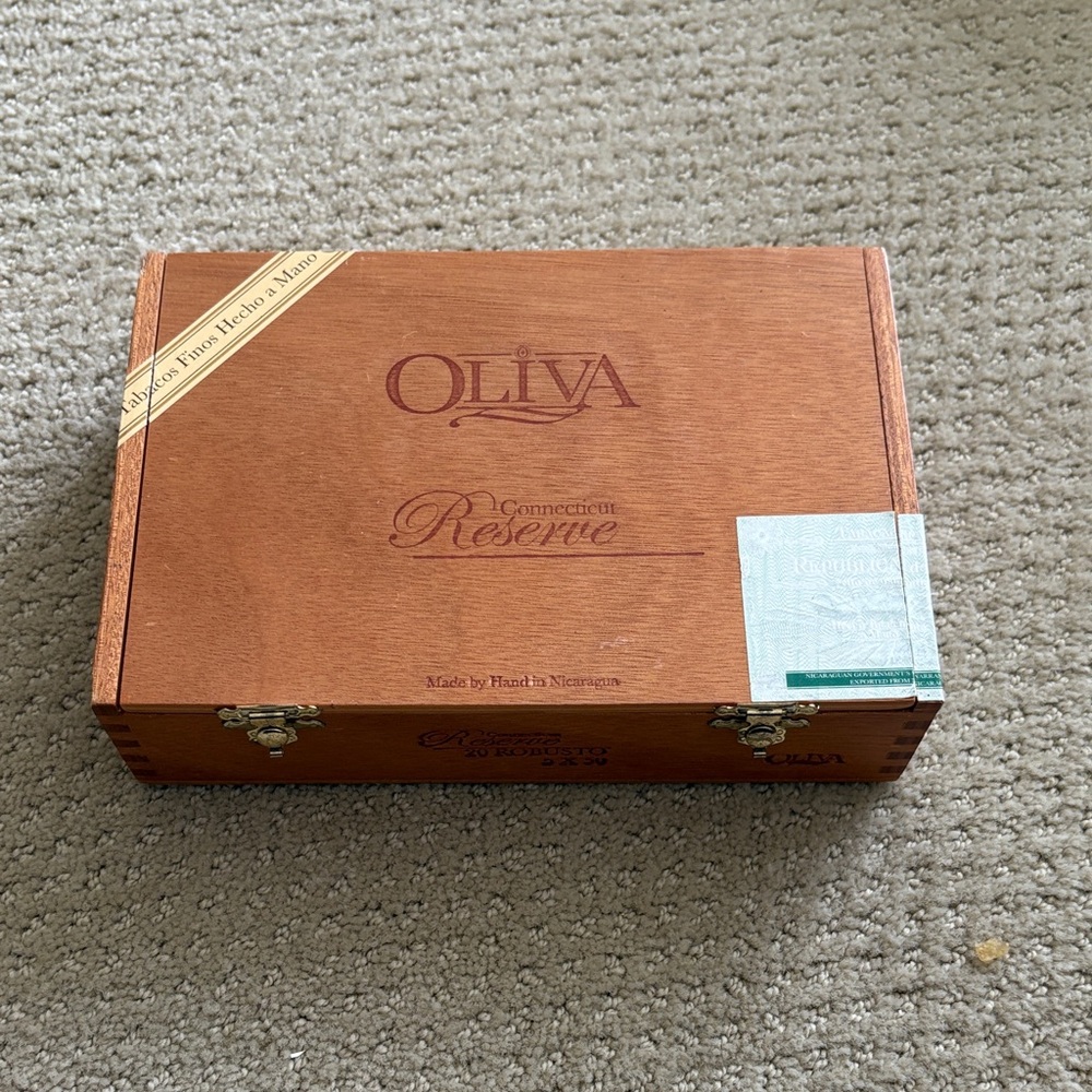 Connecticut Reserve Wooden  Cigar Box with hinge closure
